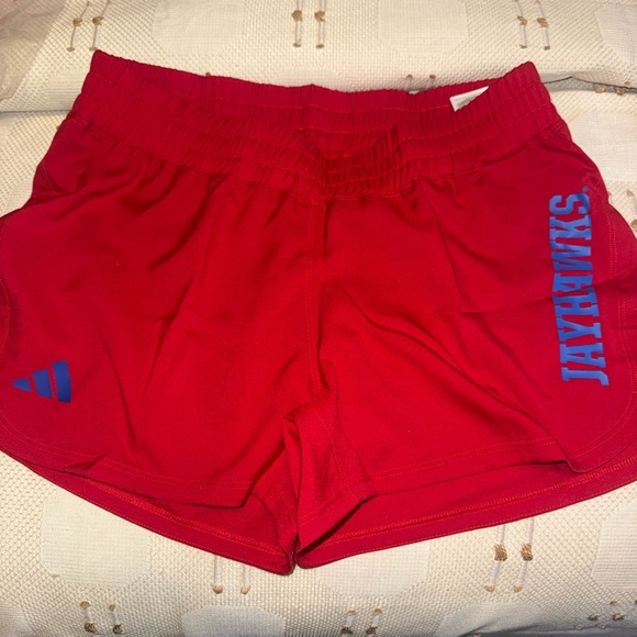 Kansas Jayhawks Adidas Women's Red Athletic Shorts - Picture 5 of 12